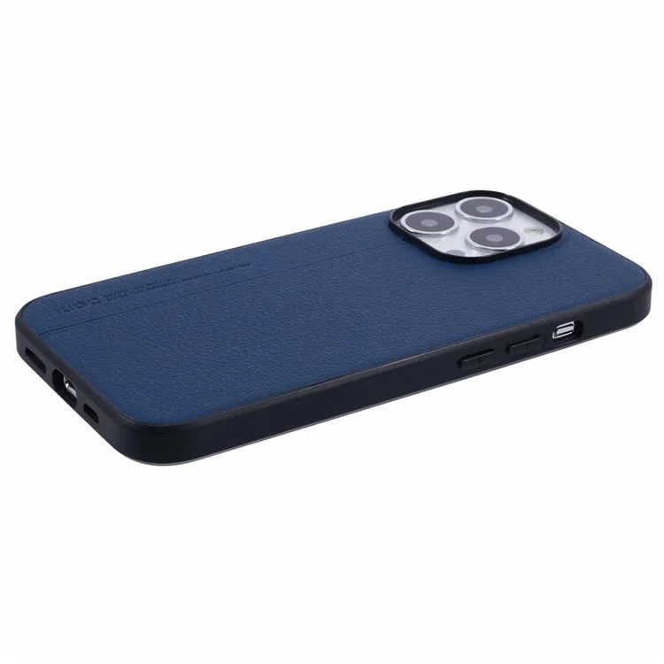 KIGC For iPhone 15 Pro Case Litchi Texture Leather Coated PC+TPU Phone Cover