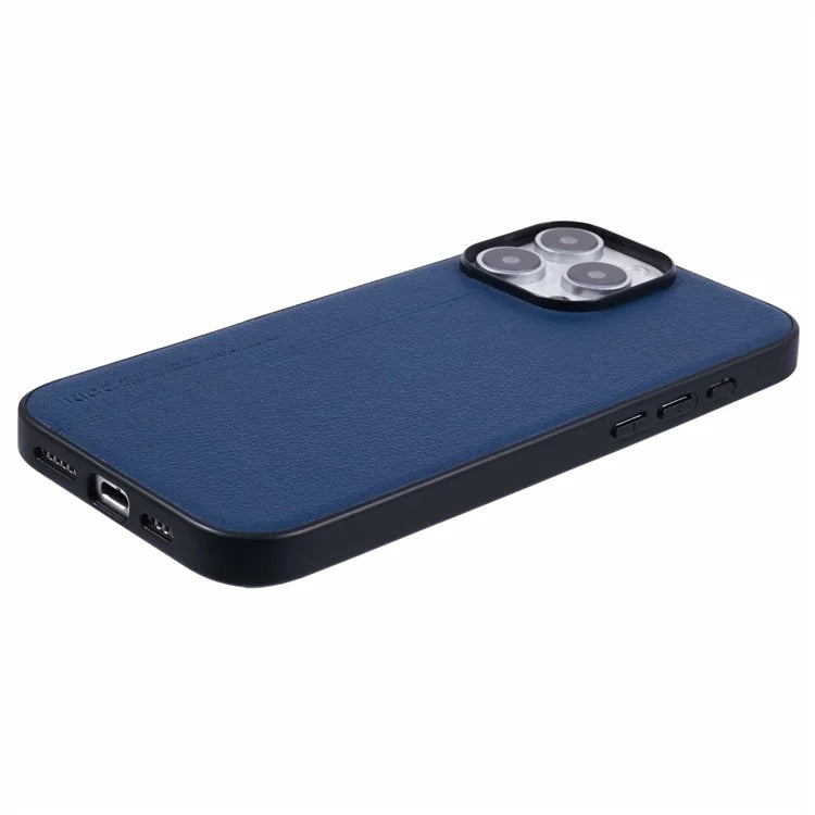 KIGC For iPhone 16 Pro Max Case Litchi Texture Leather Coated PC+TPU Phone Cover