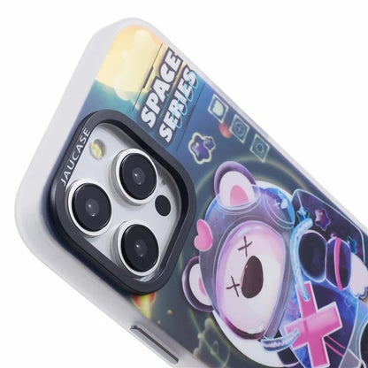 JAUCASE For iPhone 15 Pro Max Case Compatible with MagSafe Bear Pattern PC+TPU Matte Phone Cover