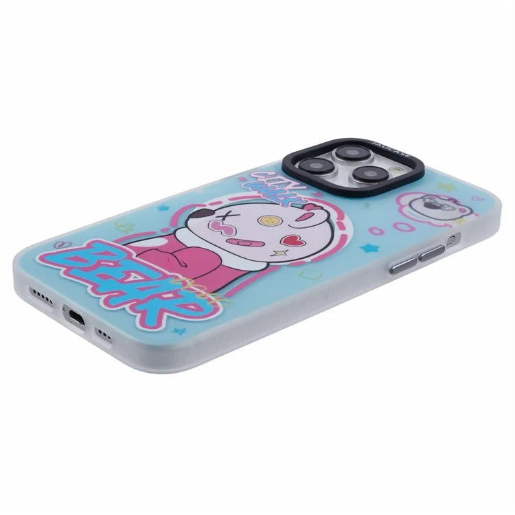 JAUCASE For iPhone 15 Pro Max Case Compatible with MagSafe Bear Pattern PC+TPU Matte Phone Cover