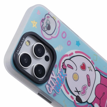 JAUCASE For iPhone 15 Pro Max Case Compatible with MagSafe Bear Pattern PC+TPU Matte Phone Cover