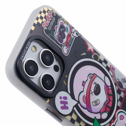 JAUCASE For iPhone 15 Pro Max Case Compatible with MagSafe Bear Pattern PC+TPU Matte Phone Cover