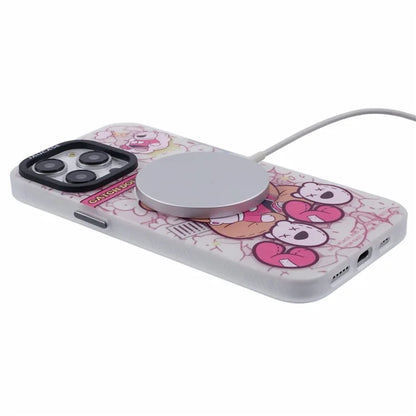 JAUCASE For iPhone 15 Pro Max Case Compatible with MagSafe Bear Pattern PC+TPU Matte Phone Cover