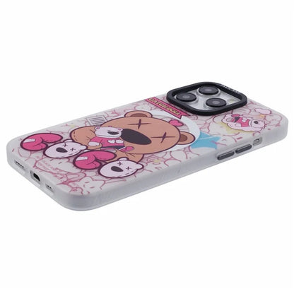 JAUCASE For iPhone 15 Pro Max Case Compatible with MagSafe Bear Pattern PC+TPU Matte Phone Cover