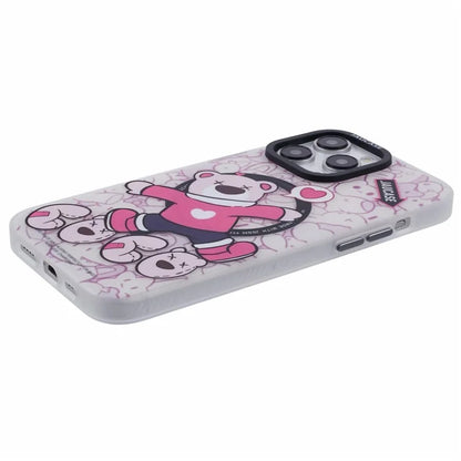 JAUCASE For iPhone 15 Pro Max Case Compatible with MagSafe Bear Pattern PC+TPU Matte Phone Cover