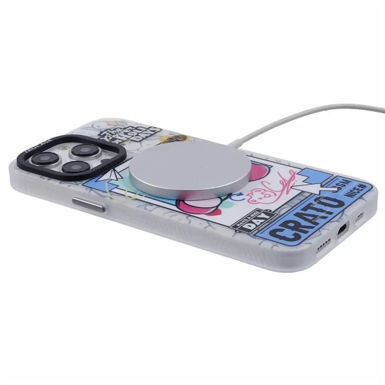 JAUCASE For iPhone 15 Pro Max Case Compatible with MagSafe Bear Pattern PC+TPU Matte Phone Cover