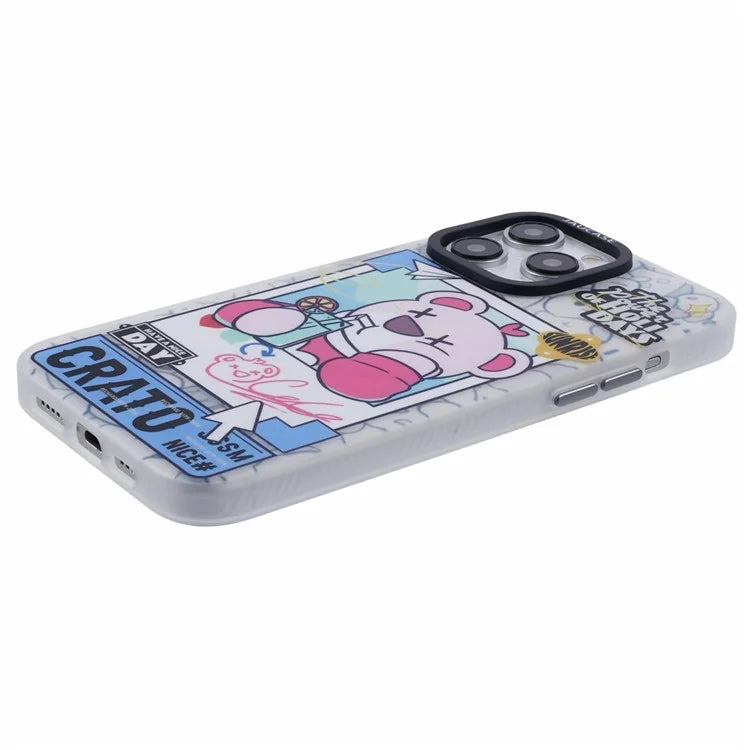 JAUCASE For iPhone 15 Pro Max Case Compatible with MagSafe Bear Pattern PC+TPU Matte Phone Cover