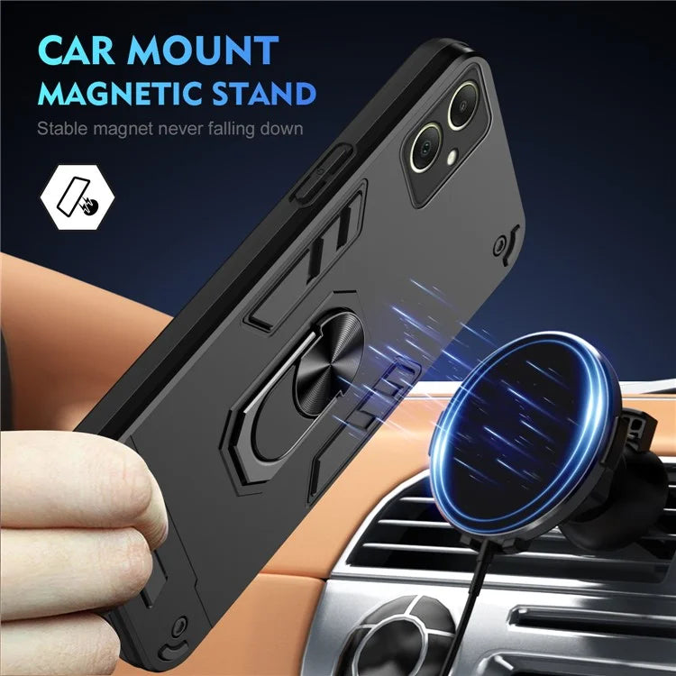 For Samsung Galaxy A06 Case PC+TPU Drop Defend Phone Cover with Ring Kickstand