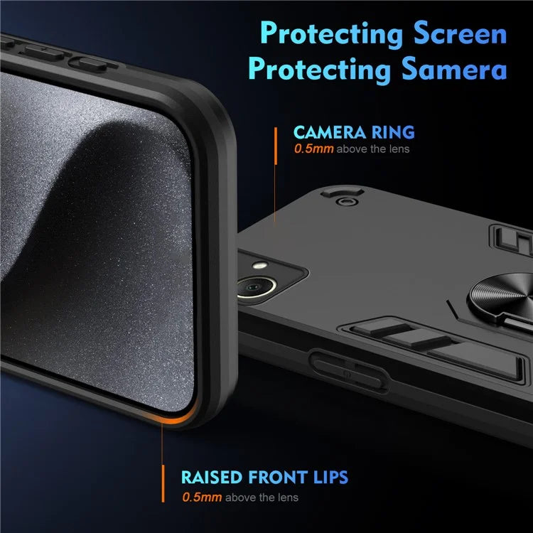 For Samsung Galaxy A06 Case PC+TPU Drop Defend Phone Cover with Ring Kickstand