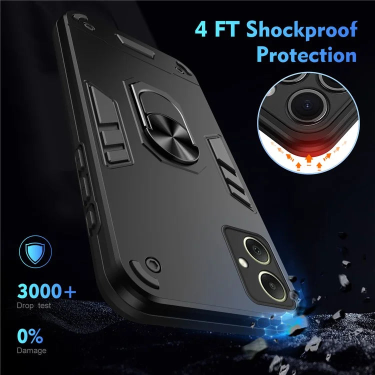 For Samsung Galaxy A06 Case PC+TPU Drop Defend Phone Cover with Ring Kickstand