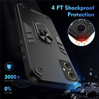 For Samsung Galaxy A06 Case PC+TPU Drop Defend Phone Cover with Ring Kickstand
