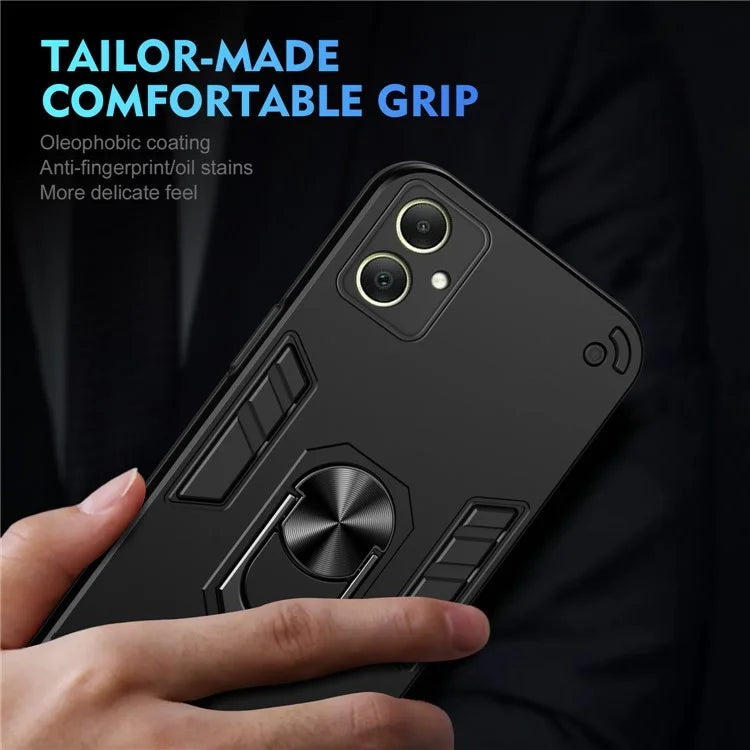 For Samsung Galaxy A06 Case PC+TPU Drop Defend Phone Cover with Ring Kickstand