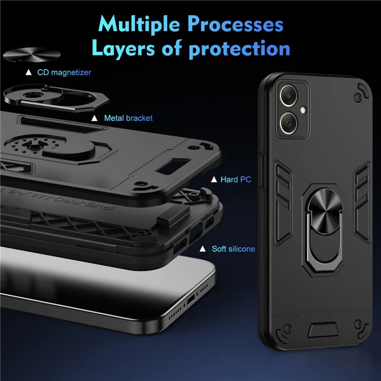 For Samsung Galaxy A06 Case PC+TPU Drop Defend Phone Cover with Ring Kickstand
