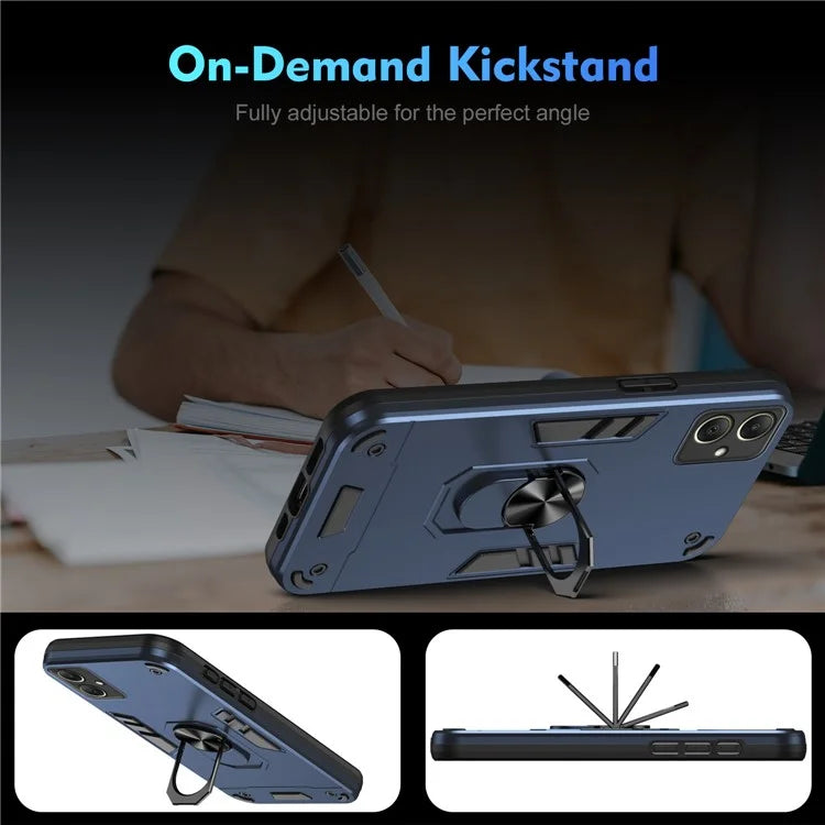 For Samsung Galaxy A06 Case PC+TPU Drop Defend Phone Cover with Ring Kickstand