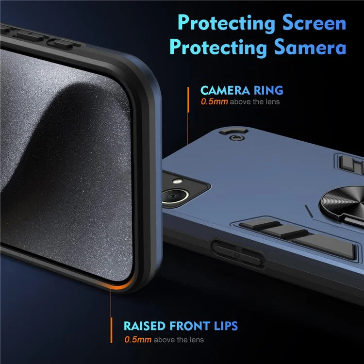 For Samsung Galaxy A06 Case PC+TPU Drop Defend Phone Cover with Ring Kickstand