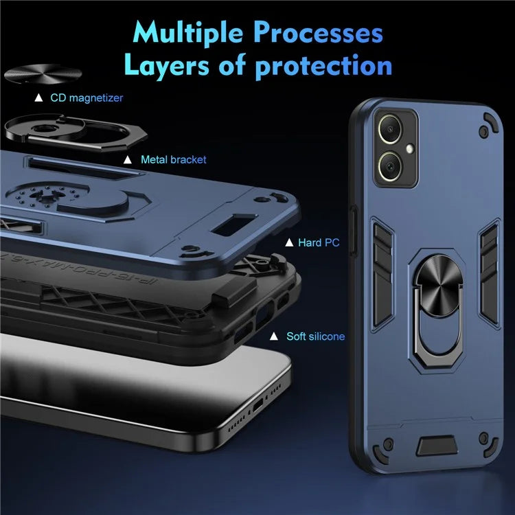 For Samsung Galaxy A06 Case PC+TPU Drop Defend Phone Cover with Ring Kickstand