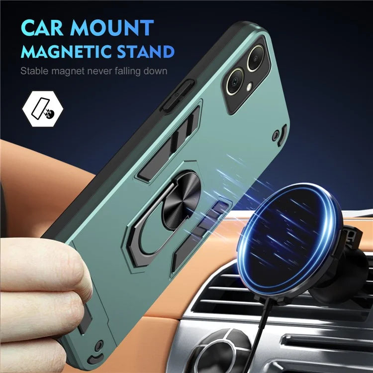 For Samsung Galaxy A06 Case PC+TPU Drop Defend Phone Cover with Ring Kickstand