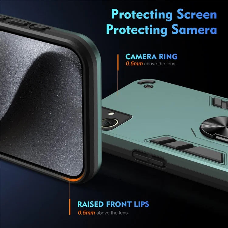 For Samsung Galaxy A06 Case PC+TPU Drop Defend Phone Cover with Ring Kickstand