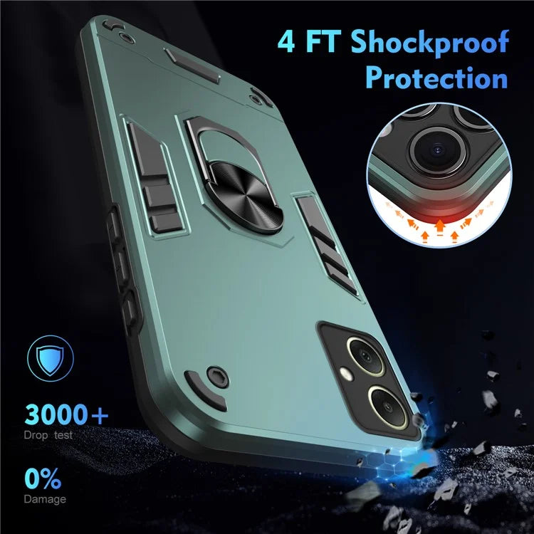 For Samsung Galaxy A06 Case PC+TPU Drop Defend Phone Cover with Ring Kickstand