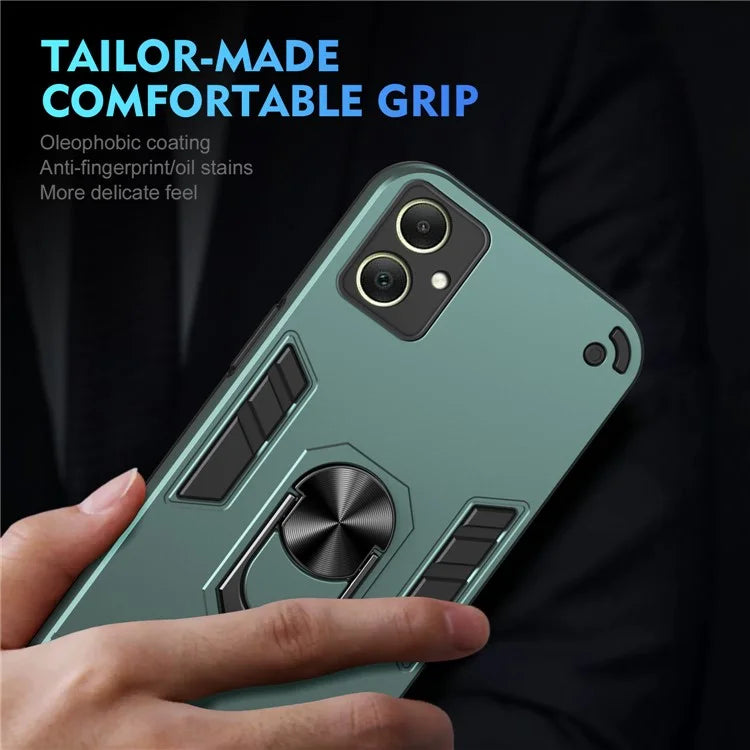 For Samsung Galaxy A06 Case PC+TPU Drop Defend Phone Cover with Ring Kickstand