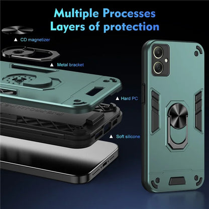 For Samsung Galaxy A06 Case PC+TPU Drop Defend Phone Cover with Ring Kickstand