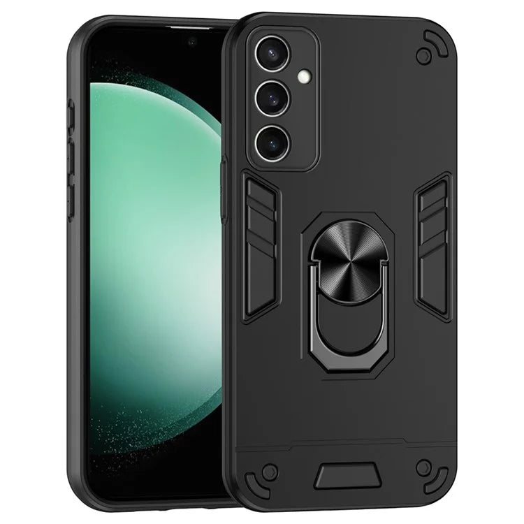For Samsung Galaxy S24 FE Case PC+TPU Drop Defend Phone Cover with Ring Kickstand
