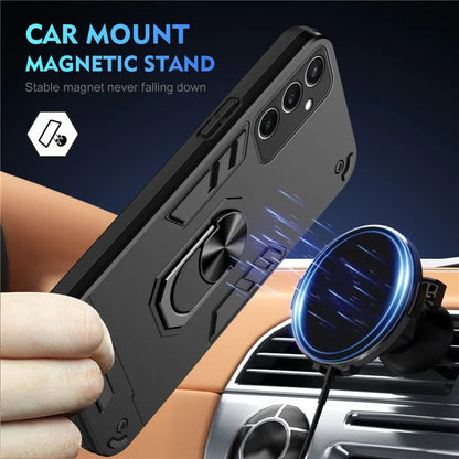 For Samsung Galaxy S24 FE Case PC+TPU Drop Defend Phone Cover with Ring Kickstand