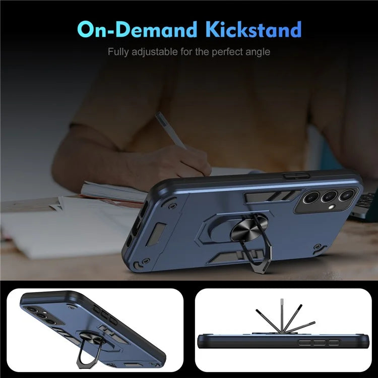 For Samsung Galaxy S24 FE Case PC+TPU Drop Defend Phone Cover with Ring Kickstand