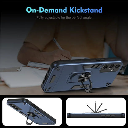 For Samsung Galaxy S24 FE Case PC+TPU Drop Defend Phone Cover with Ring Kickstand