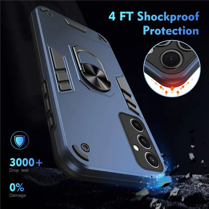 For Samsung Galaxy S24 FE Case PC+TPU Drop Defend Phone Cover with Ring Kickstand