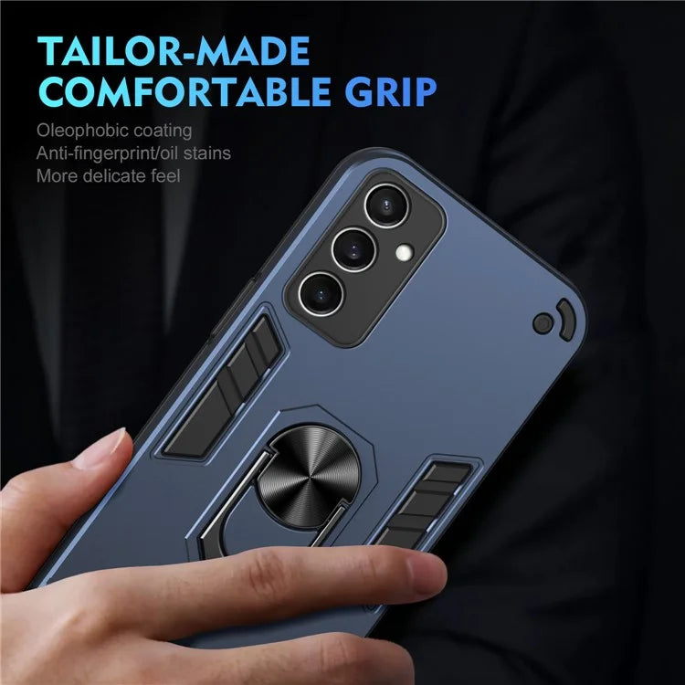 For Samsung Galaxy S24 FE Case PC+TPU Drop Defend Phone Cover with Ring Kickstand