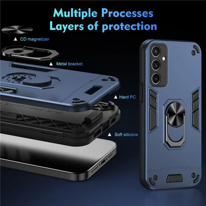 For Samsung Galaxy S24 FE Case PC+TPU Drop Defend Phone Cover with Ring Kickstand