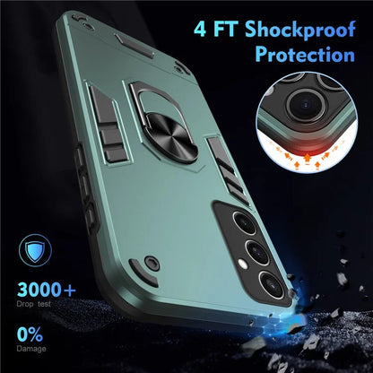 For Samsung Galaxy S24 FE Case PC+TPU Drop Defend Phone Cover with Ring Kickstand