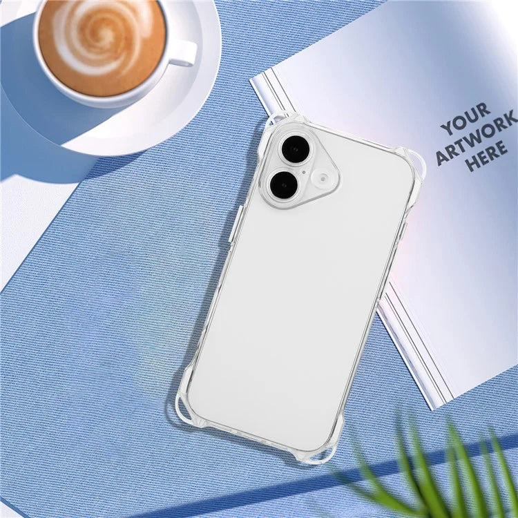 For iPhone 16 TPU Case Four Corner Drop-Proof Back Cover