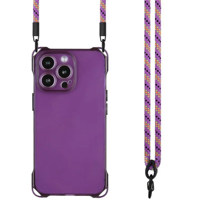 For iPhone 16 Pro Max TPU Case Four Corner Drop-Proof Back Cover with Long Strap