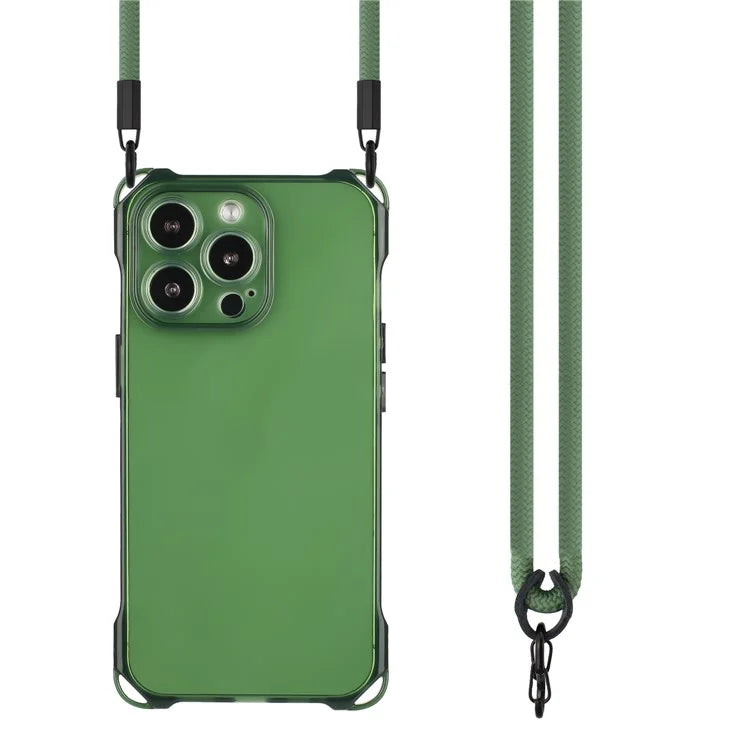 For iPhone 16 Pro TPU Case Four Corner Drop-Proof Back Cover with Long Strap