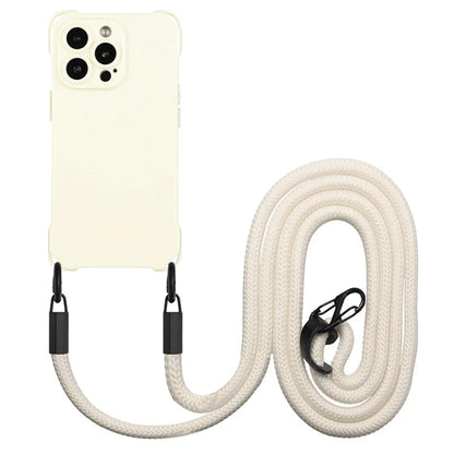 For iPhone 16 Pro TPU Case Four Corner Drop-Proof Back Cover with Long Strap
