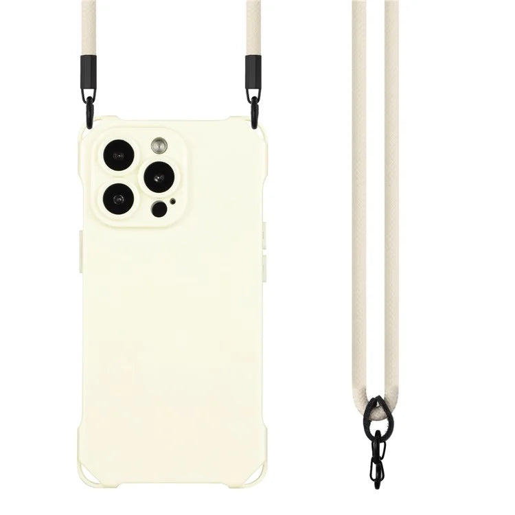 For iPhone 16 Pro TPU Case Four Corner Drop-Proof Back Cover with Long Strap