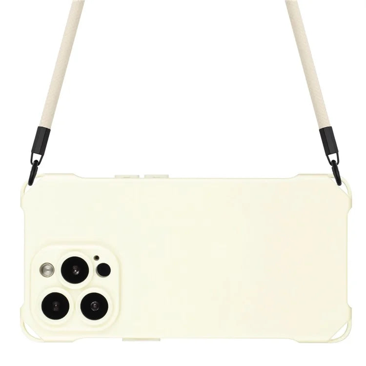 For iPhone 16 Pro TPU Case Four Corner Drop-Proof Back Cover with Long Strap