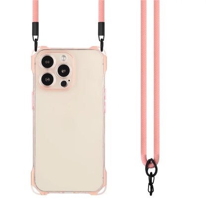 For iPhone 16 Pro TPU Case Four Corner Drop-Proof Back Cover with Long Strap