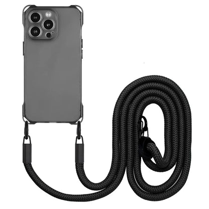 For iPhone 16 Pro TPU Case Four Corner Drop-Proof Back Cover with Long Strap