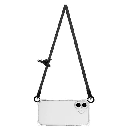 For iPhone 16 TPU Case Four Corner Drop-Proof Back Cover with Long Strap