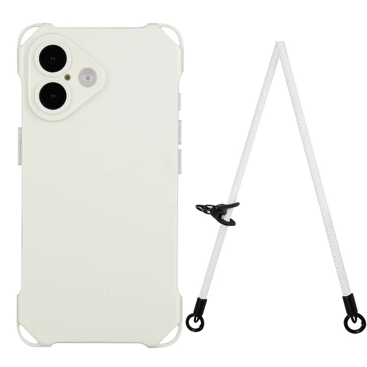 For iPhone 16 TPU Case Four Corner Drop-Proof Back Cover with Long Strap