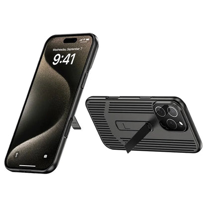 For iPhone 16 Pro Max Case Heat Dissipation Kickstand PC Phone Cover Built-In Glass Lens Film