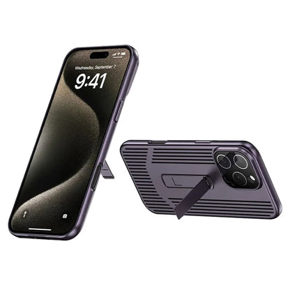 For iPhone 16 Pro Max Case Heat Dissipation Kickstand PC Phone Cover Built-In Glass Lens Film