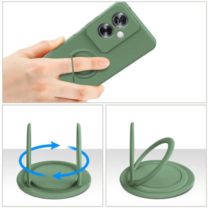 For Oppo A79 5G Silicone Case with Strap Ring Kickstand Phone Cover