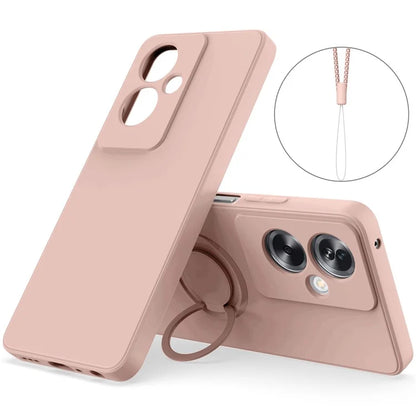 For Oppo A79 5G Silicone Case with Strap Ring Kickstand Phone Cover