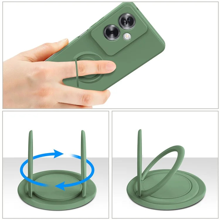 For Oppo A79 5G Silicone Case with Strap Ring Kickstand Phone Cover