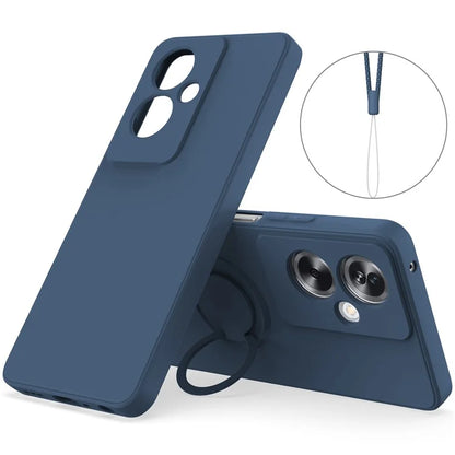 For Oppo A79 5G Silicone Case with Strap Ring Kickstand Phone Cover