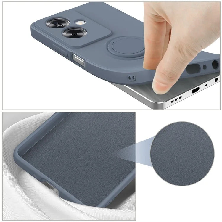 For Oppo A79 5G Silicone Case with Strap Ring Kickstand Phone Cover